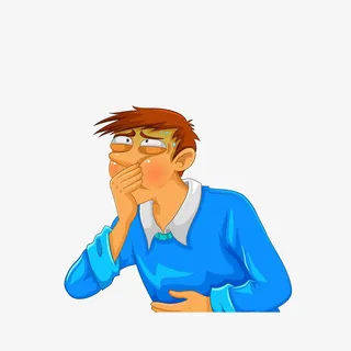 卡通捂嘴快呕吐的男子素材免抠