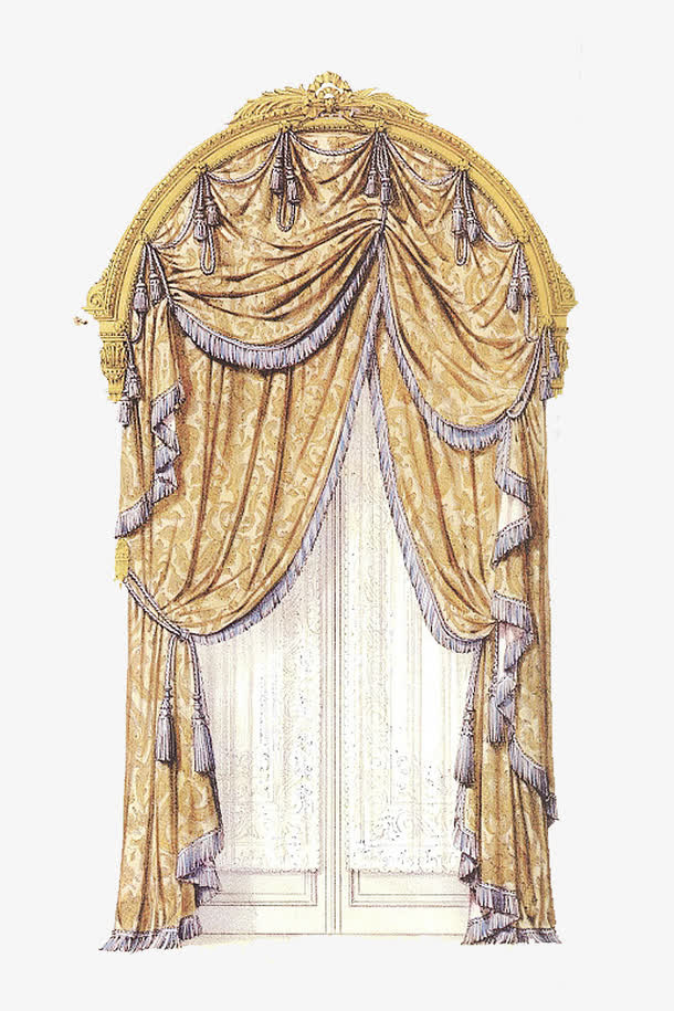 古典窗帘装饰免抠