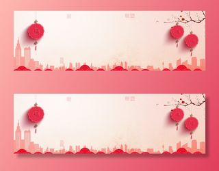春节红色新年热闹banner高清