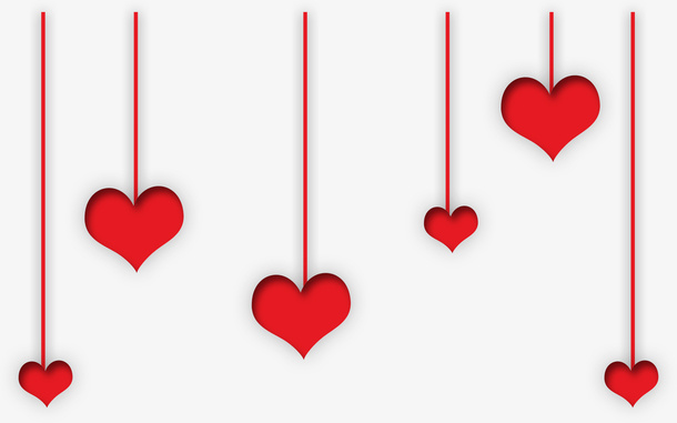 红色情人节爱心挂饰免抠