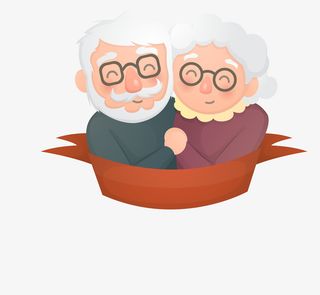 手绘卡通关爱老人主题老年人情侣免抠