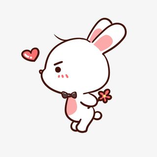 手绘吹爱心的小白兔免抠手绘/卡通卡通元素