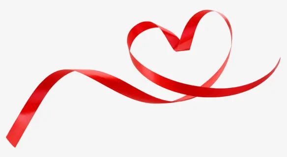 清心形红色丝带图片免抠