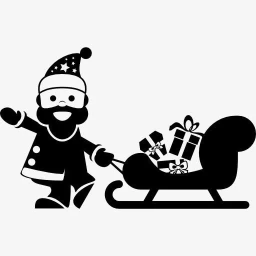 圣诞老人和他的雪橇图标免抠