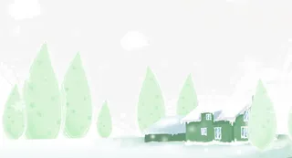 卡通雪树雪屋免抠