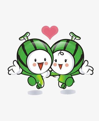 可爱的西瓜装扮小人免抠