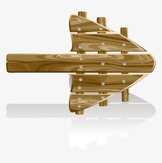 手绘卡通箭头木牌免抠