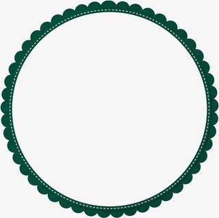 绿色简约花边圆圈边框纹理免抠
