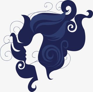 美丽蓝色飘逸头发女人头像免抠