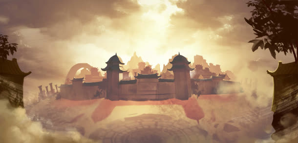 天庭天宫游戏场景原画免抠背景卡通/手绘元素