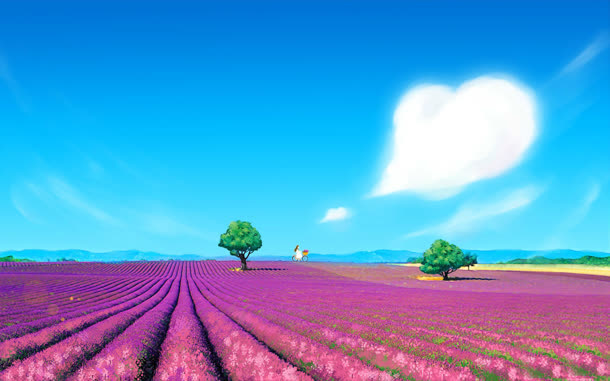 清新唯美薰衣草花海免抠