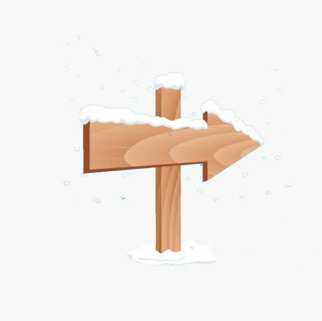 落满雪的指示牌免抠