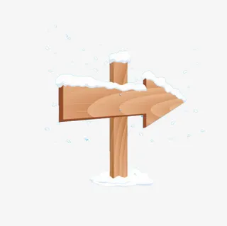 落满雪的指示牌免抠