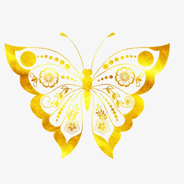 金色炫彩蝴蝶花纹免抠图免抠