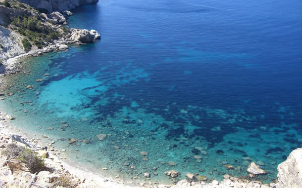 蓝色海水海岸海报背景