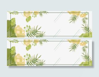 绿色手绘树叶花朵边框免抠