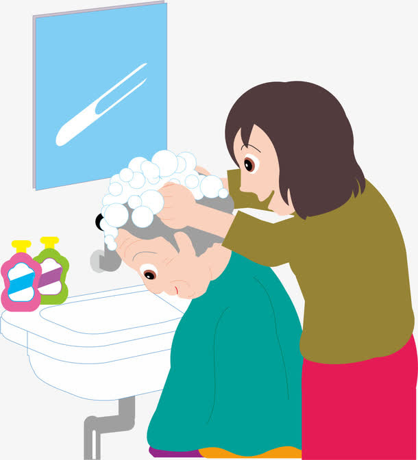 给老人洗头免抠