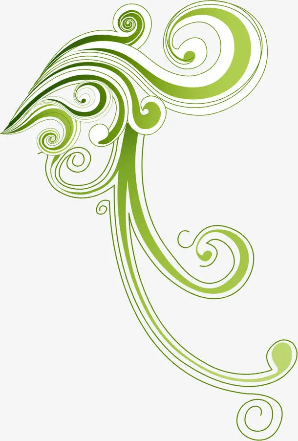 绿色春天花纹装饰免抠
