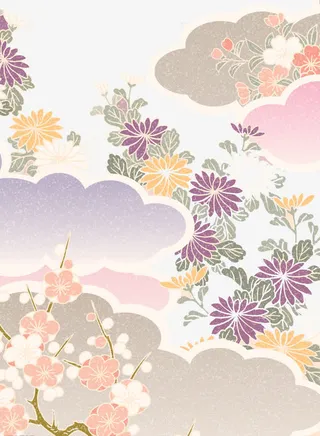 暖色日式花纹免抠