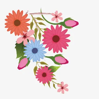 卡通彩色小雏菊简图免抠