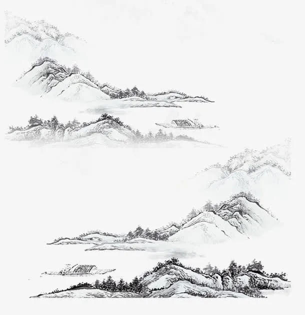 水墨山水画免抠