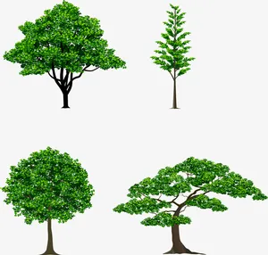 矢量手绘绿树免抠