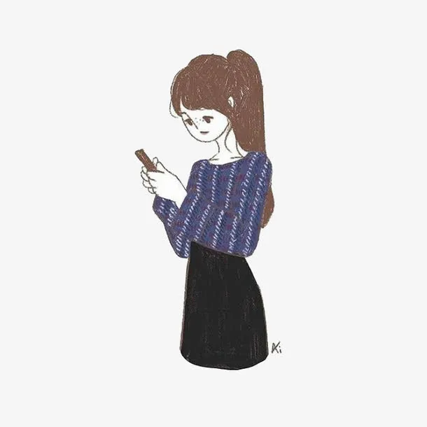 玩手机的女孩免抠