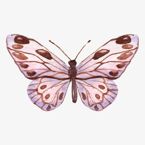 素雅手绘水彩蝴蝶矢量免抠