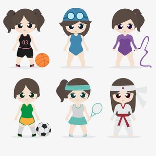 卡通大眼睛运动女孩矢量图免抠