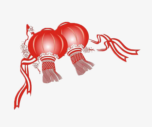 漂浮红灯笼免抠