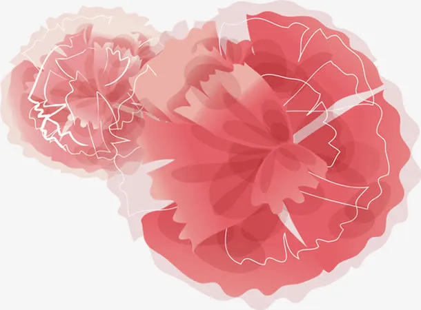 红色梦幻手绘花朵母亲节节日活动免抠