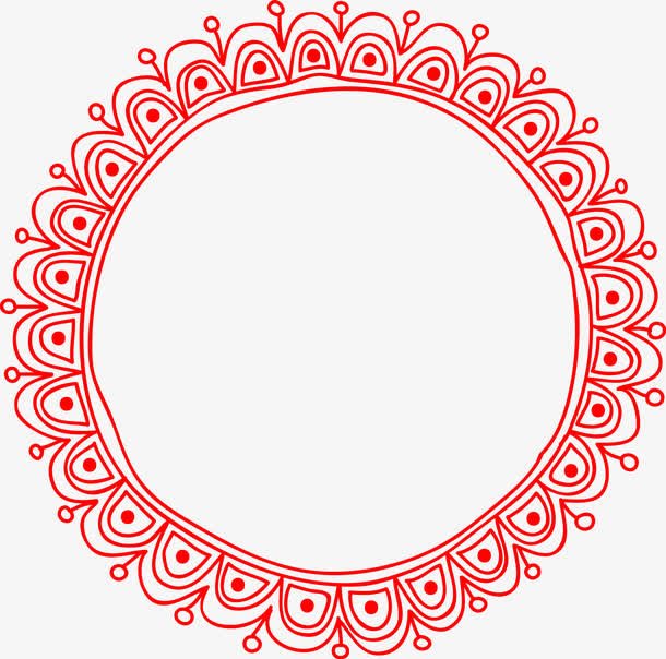 矢量花纹圆形边框PNG图片免抠