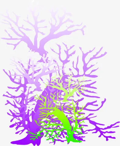 手绘印花树枝效果免抠