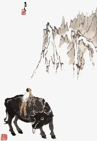 水墨传统牛免抠
