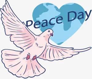 手绘爱心地球鸽子免抠