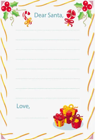 金色彩带边框圣诞信纸免抠