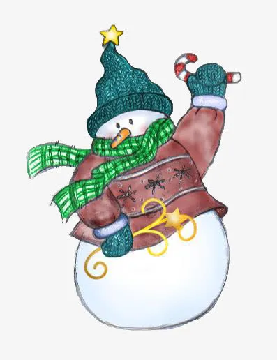 手绘星星绒线帽圣诞雪人免抠