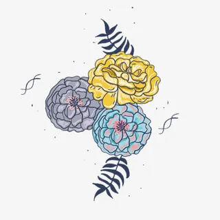 水彩花朵花边素材免抠