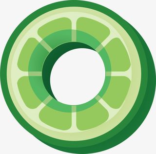 绿色扁平水果游泳圈免抠