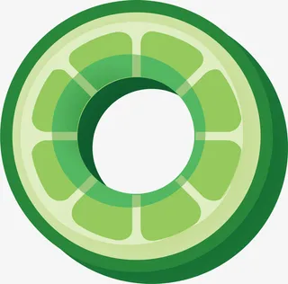 绿色扁平水果游泳圈免抠