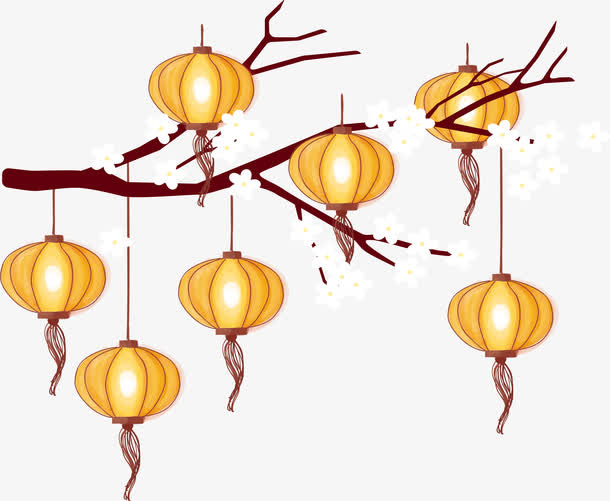 发光的金色灯笼免抠