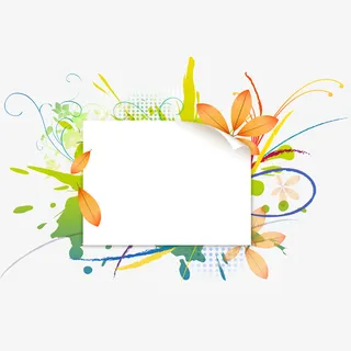 彩绘花朵白色纸张免抠