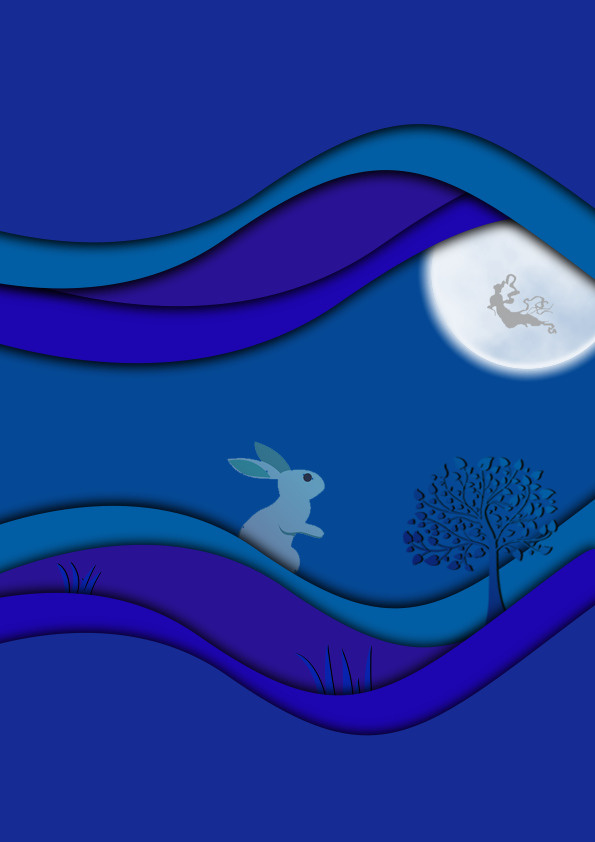 中秋剪纸效果免抠