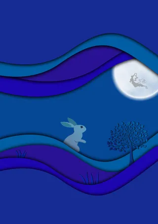 中秋剪纸效果免抠