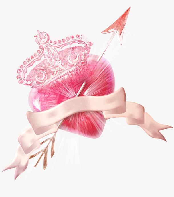 粉色皇冠一箭穿心免抠