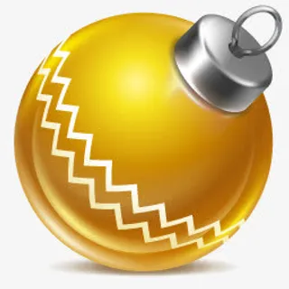 手绘黄色花纹圣诞装饰免抠