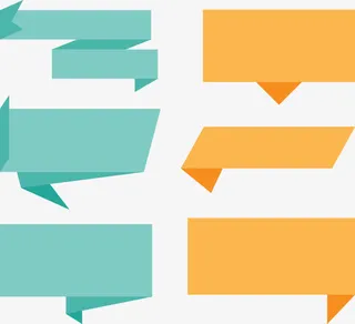 矢量折纸条幅免抠