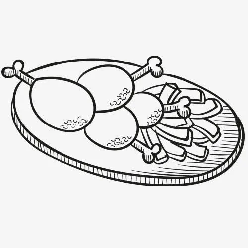 铅笔画 食物 汉堡包 热狗 快免抠