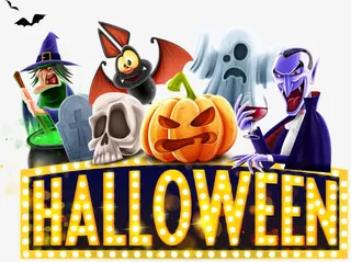 霓虹灯上的南瓜和幽灵免抠