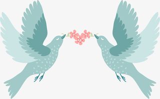 蓝色婚礼鸽子免抠